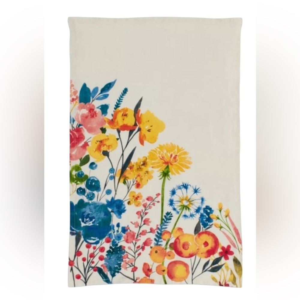 NWT Sur La Table Multicolor Floral Linen Kitchen Towel